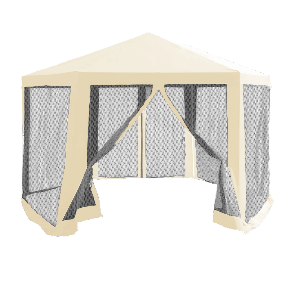 Kerti pavilon sátor, 3,9x2,5x3,9m, bézs/fekete, RINGE TYP 2+6 oldal (TK)