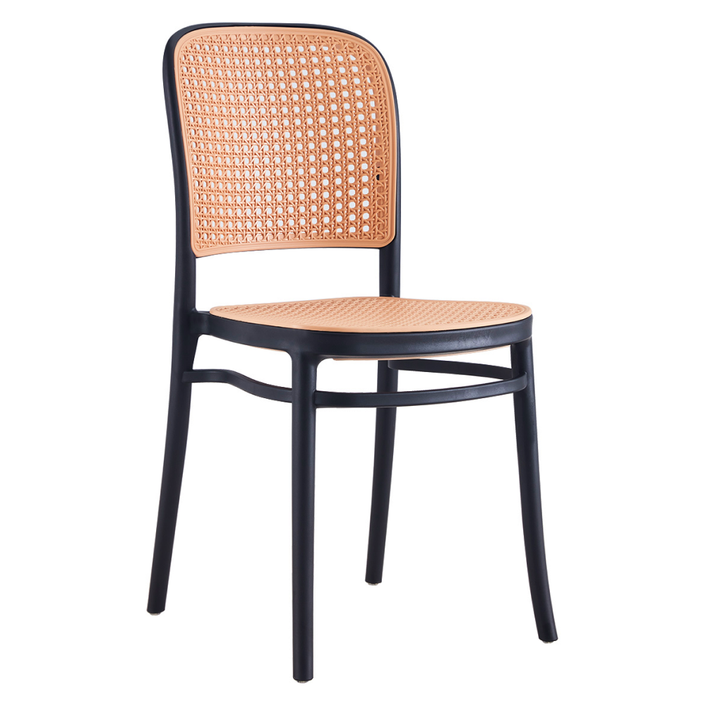 Rakásolható szék, fekete/bézs, LENITA (TK)