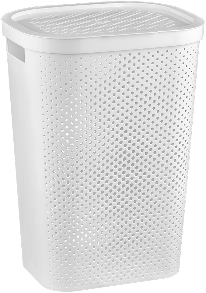 INFINITY DOTS - Műanyag szennyestartó 59L fehér (44x35x61 cm) (RP)