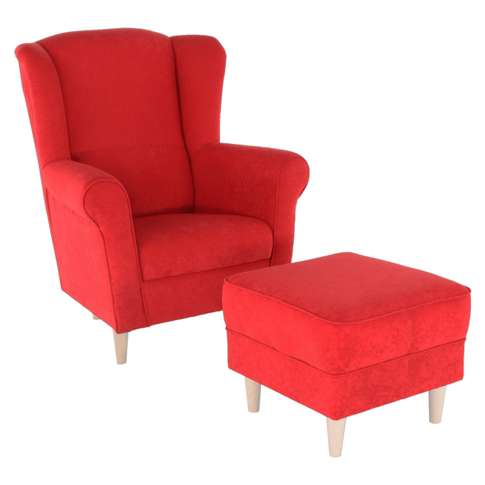 Fotel + puff, piros, ASTRID (TK)