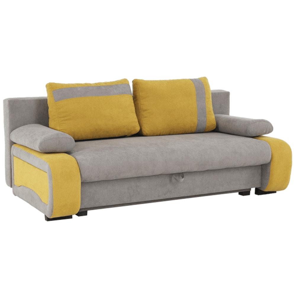 Kinyitható kanapé, szürke-barna/sárga, BOLIVIA (TK)