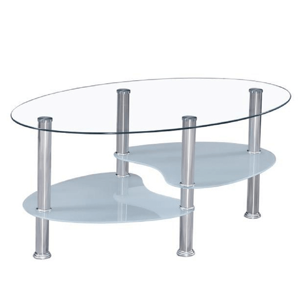Dohányzóasztal, acél/átlátszó üveg/tejüveg, WAVE NEW (TK)