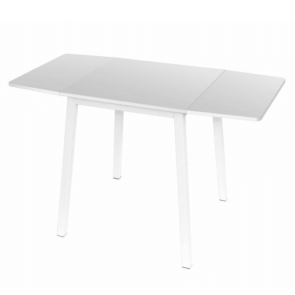 Étkezőasztal, MDF fóliázott/fém, fehér, 60-120x60 cm, MAURO (TK)