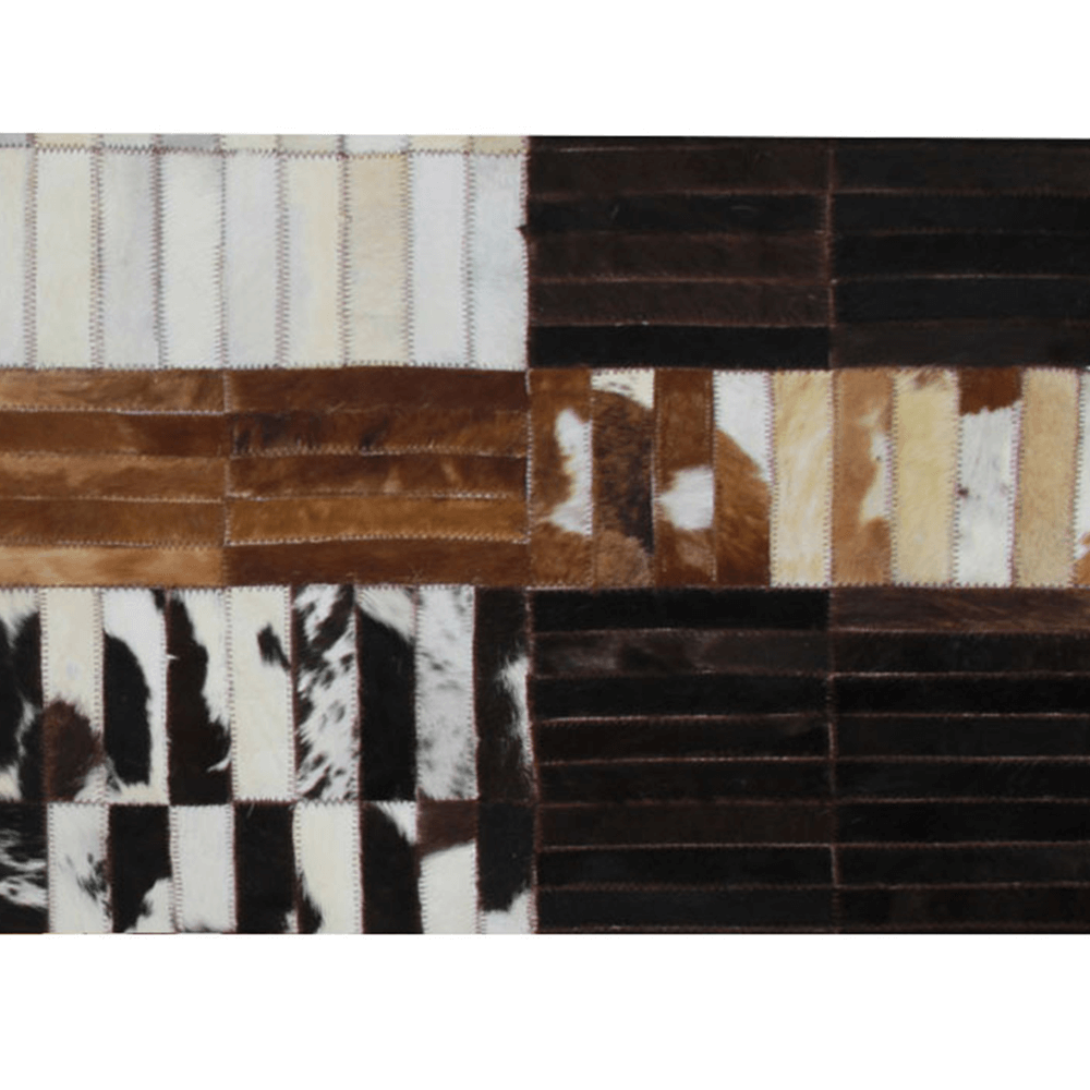 Luxus bőrszőnyeg, fekete/barna/fehér, patchwork, 201x300, bőr TIP 4 (TK)