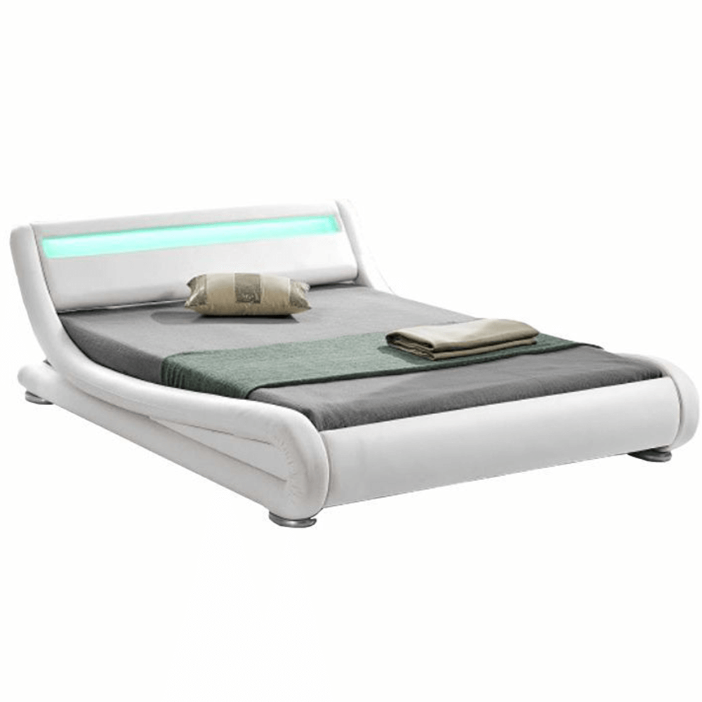 Modern ágy RGB LED világítással, fehér, 160x200, FILIDA (TK)