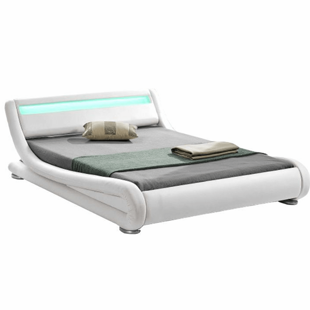 Modern ágy RGB LED világítással, fehér, 180x200, FILIDA (TK)