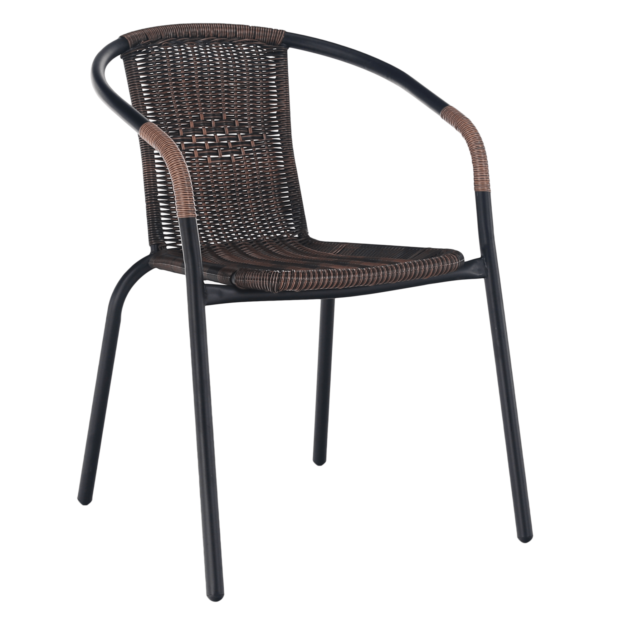 Egymásba rakható szék, barna/fekete fém, DOREN (TK)