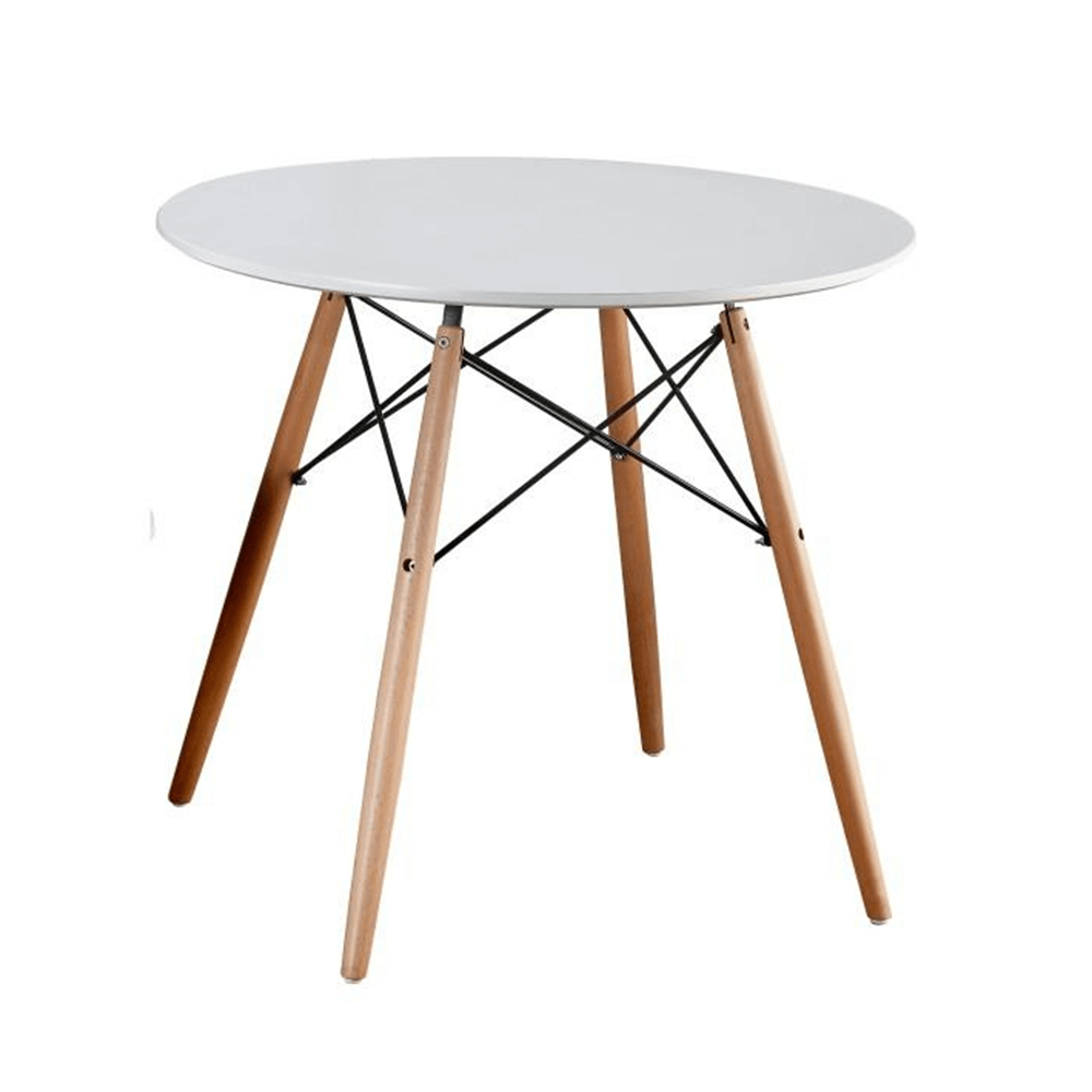 Étkezőasztal,  fehér/bükk, átmérő 80 cm, GAMIN NEW 80 (TK)