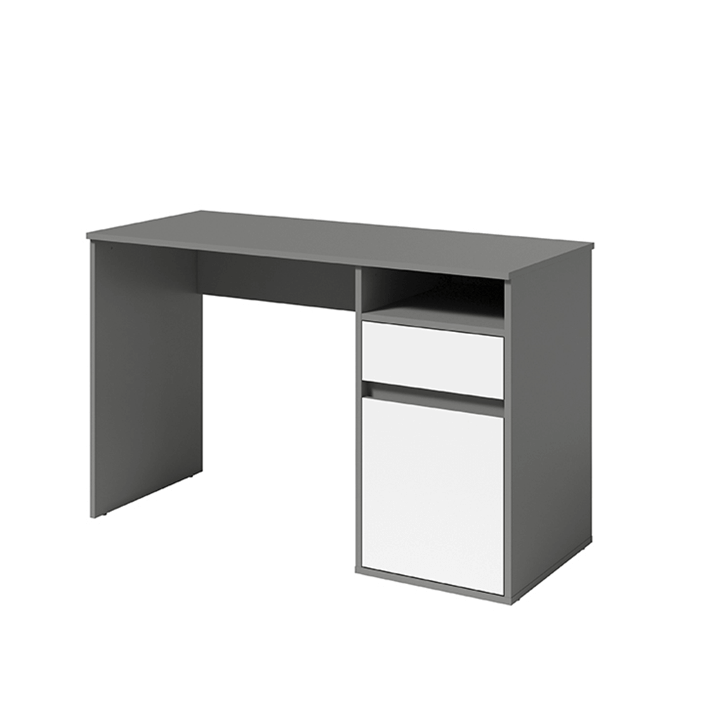 PC asztal, sötétszürke-grafit/fehér, BILI (TK)