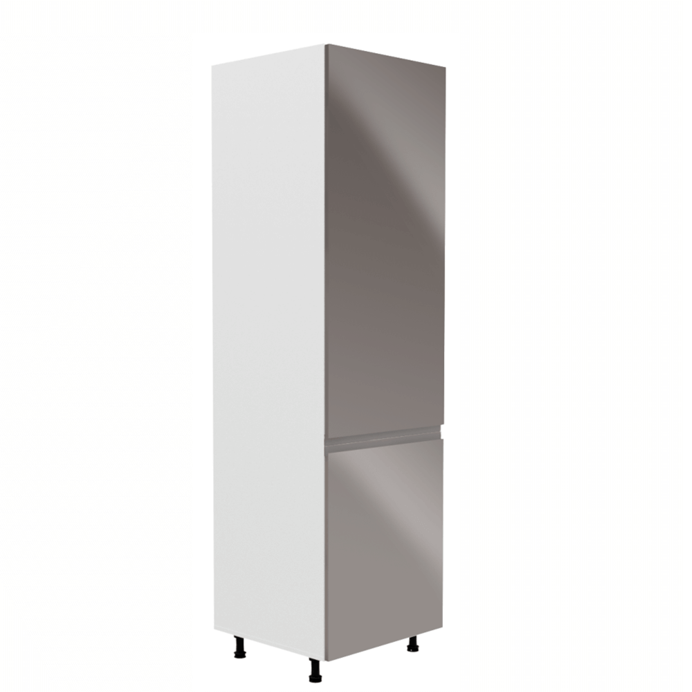 Szekrény a beépíthető hűtőhöz, fehér/szürke extra magasfényű, jobbos, AURORA D60ZL (TK)