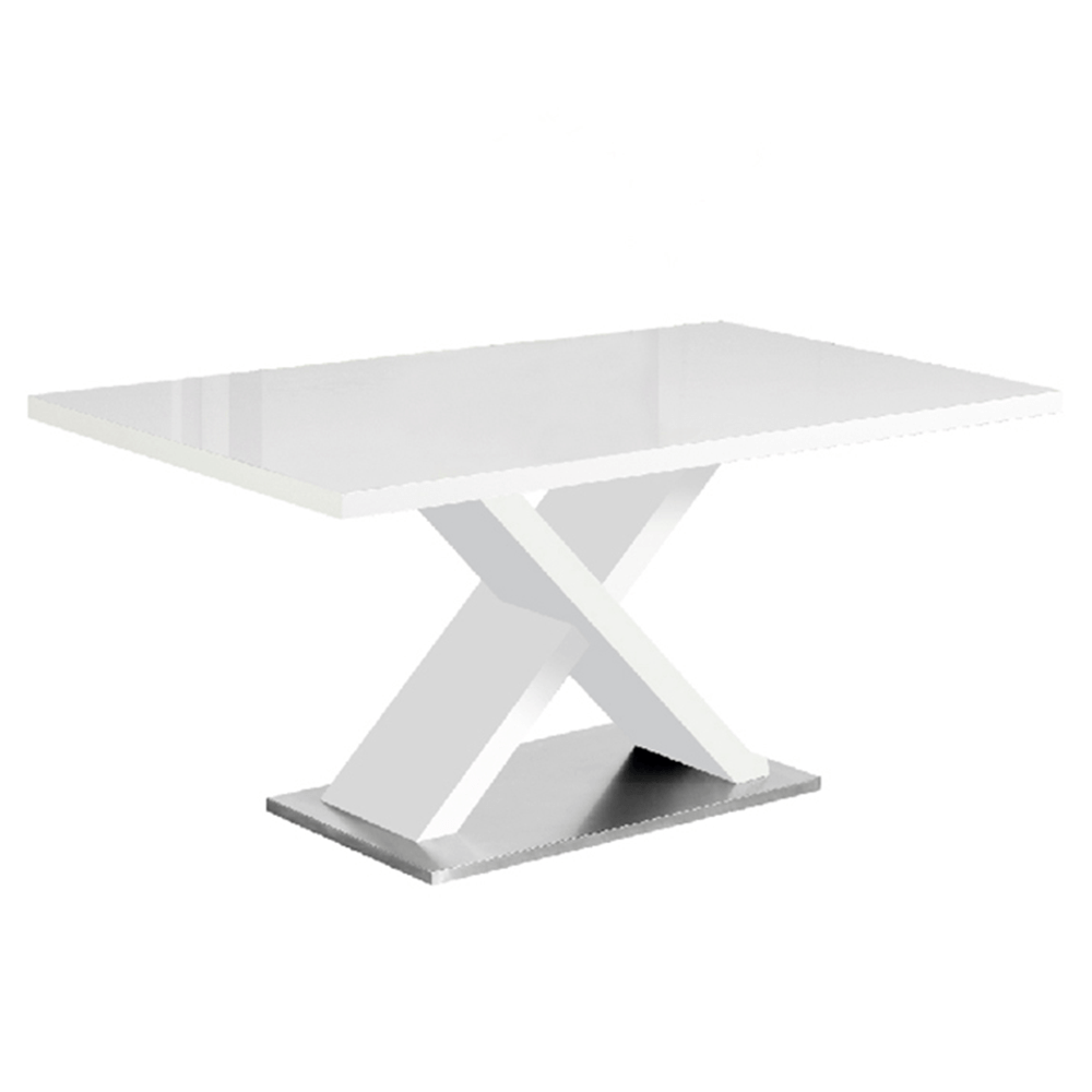 Étkezőasztal, fehér magasfényű HG, 160x90 cm, FARNEL (TK)