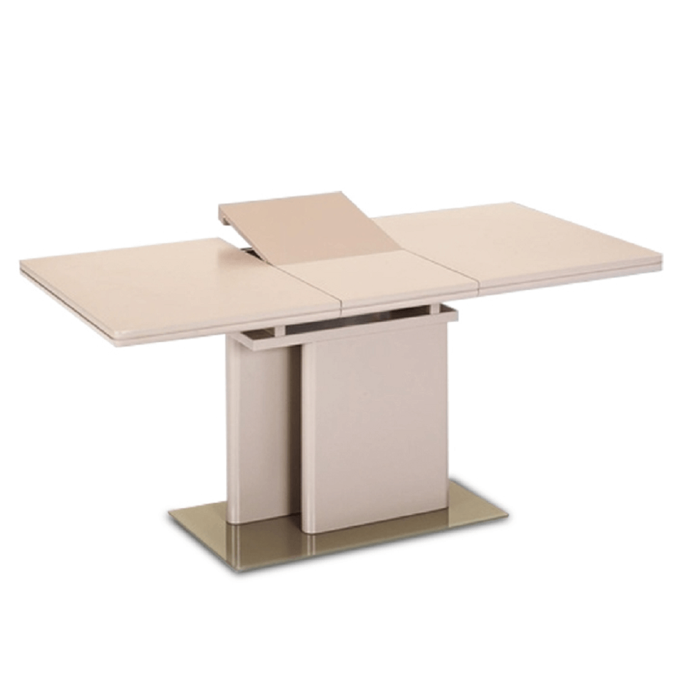 nyitható étkezőasztal, capuccino extra magasfényű, 120-160x80 cm, VIRAT (TK)