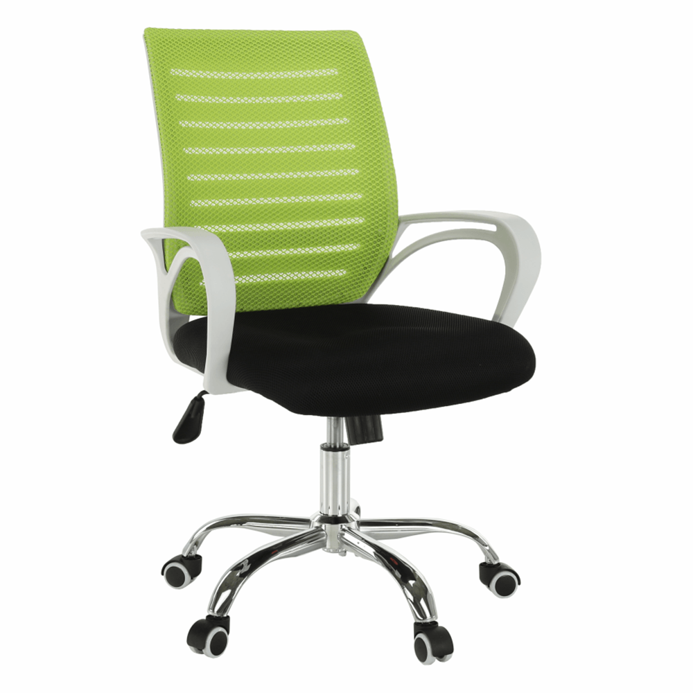 Irodai szék, zöld/fekete/fehér/króm, OZELA (TK)