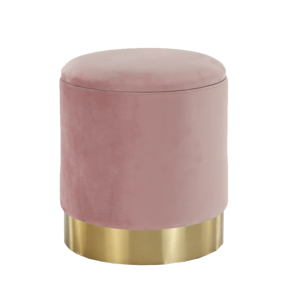 Puff, rózsaszín Velvet anyag/gold króm-arany, ANIZA (TK)