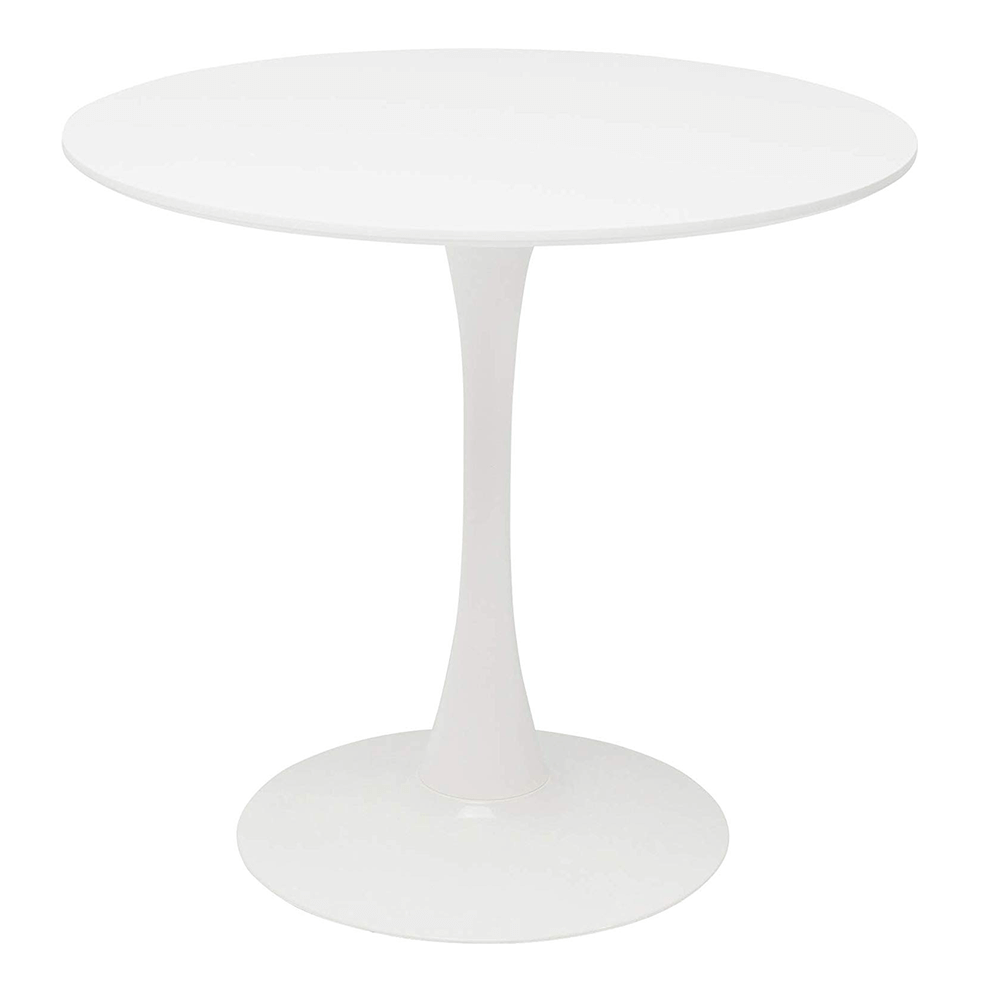 Étkezőasztal, kerek, fehér, matt, átmérő 80 cm, REVENTON (TK)