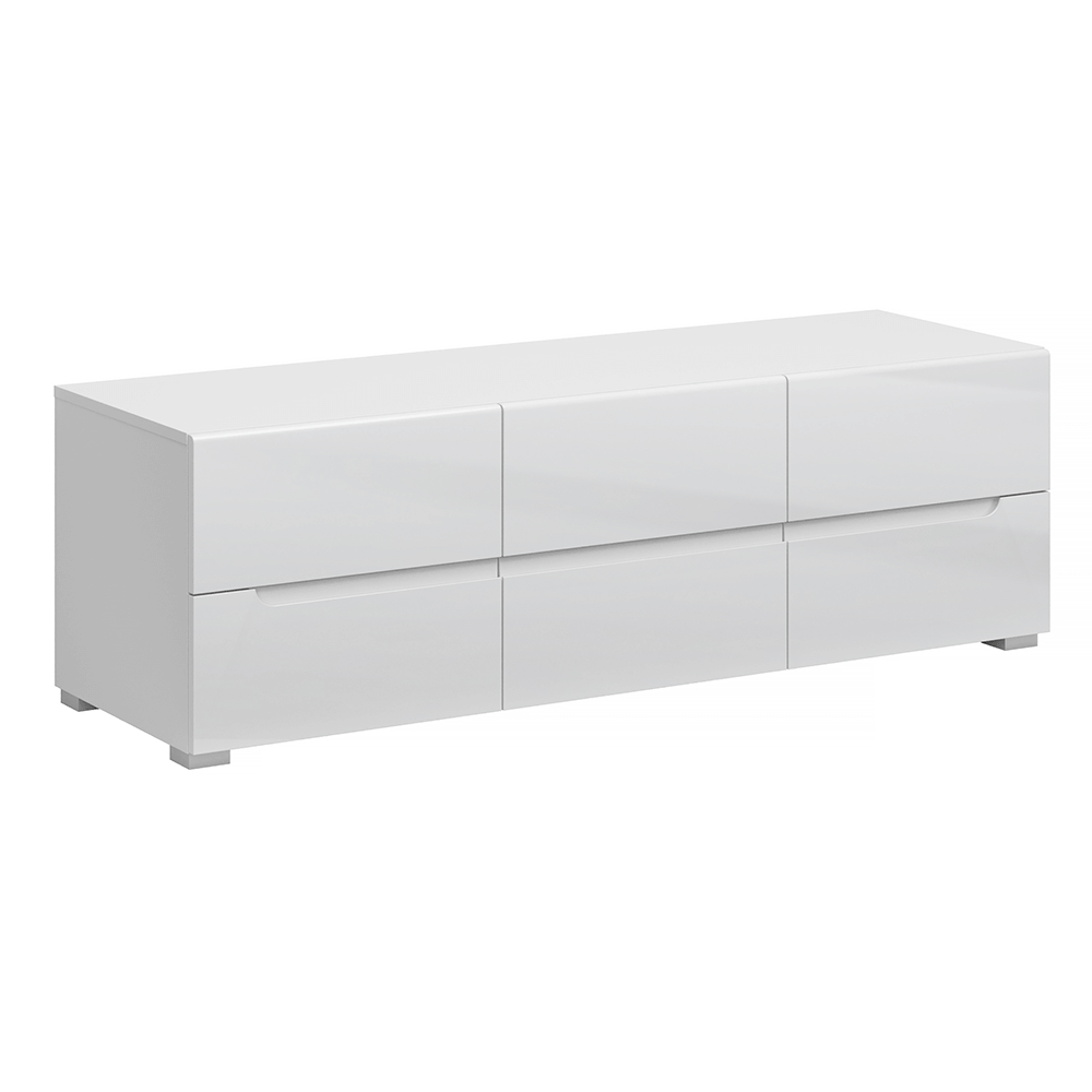 TV asztal 6S/140, fehér/fehér extra magyasfényű HG, JOLK (TK)