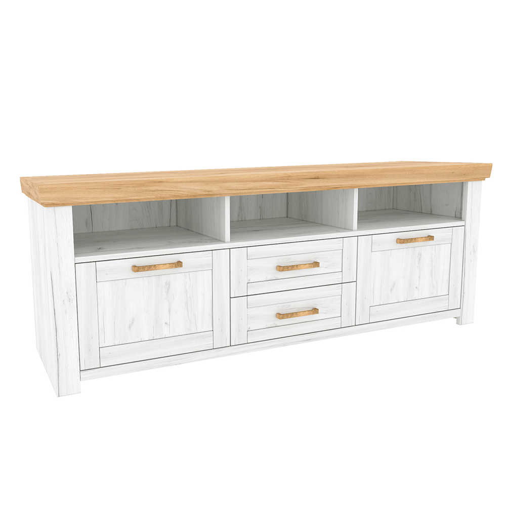 TV asztal B, tölgy craft arany/tölgy craft fehér, SUDBURY (TK)