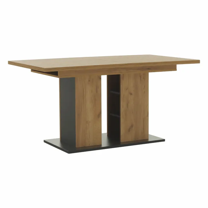 Étkezőasztal, tölgy craft arany/grafit szürke, 155-204x86 cm, FIDEL (TK)