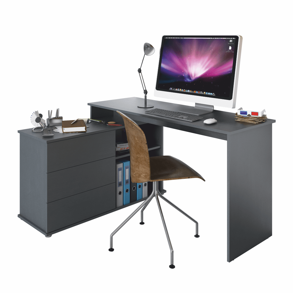 Univerzális sarok PC asztal, grafit, TERINO (TK)