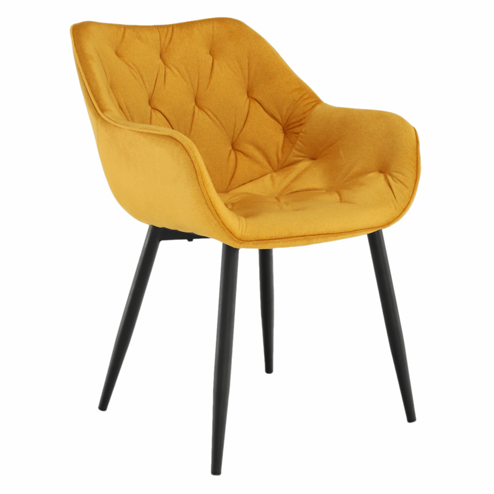 Dizájnos fotel, sárga Velvet anyag, FEDRIS (TK)