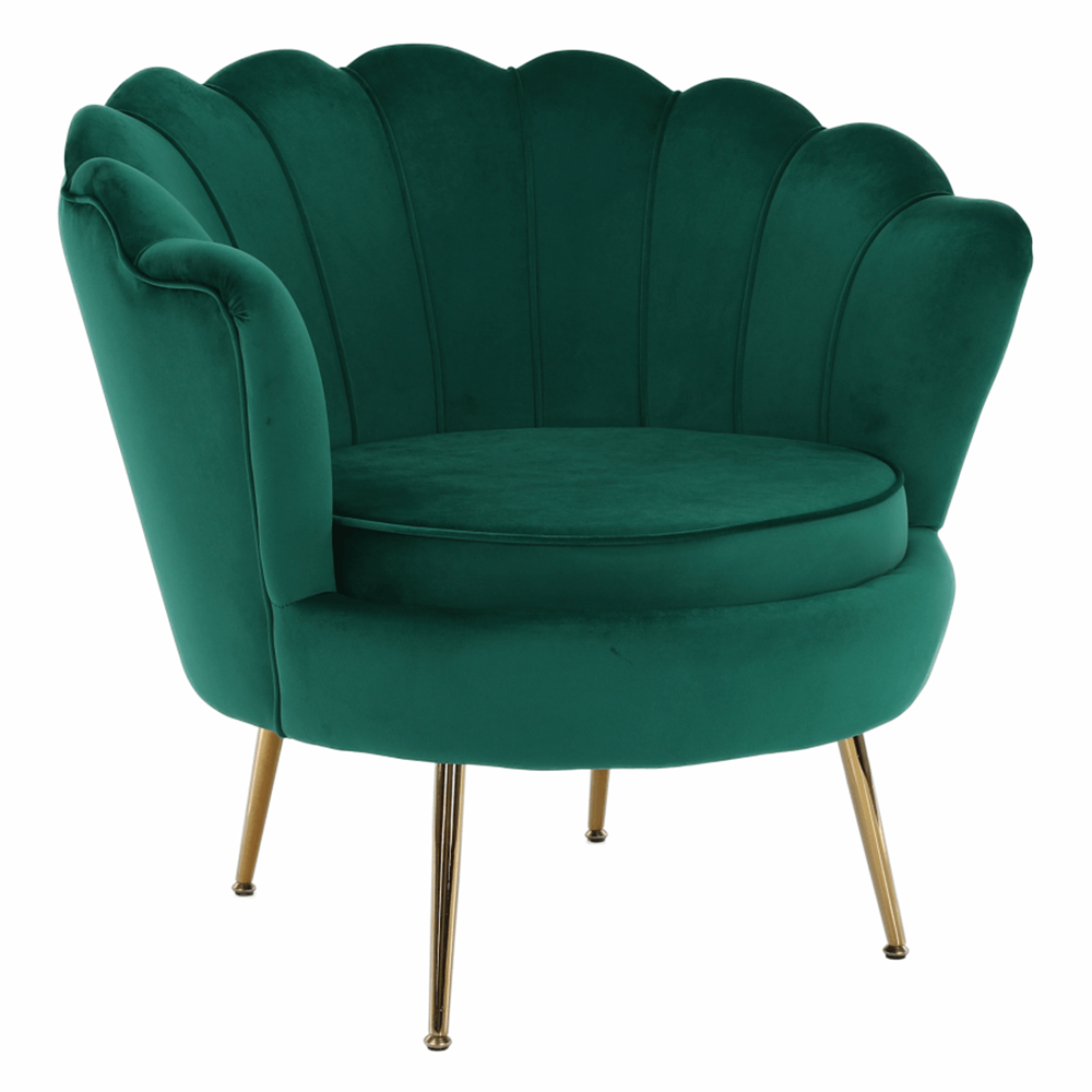 Fotel Art-deco stílusban, smaragd Velvet anyag/gold króm-arany, NOBLIN (TK)