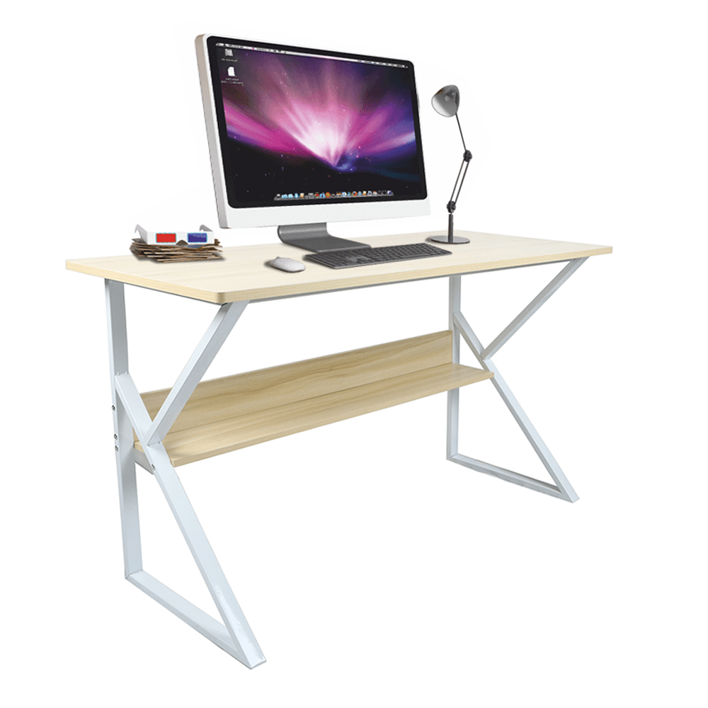 Polcos íróasztal, természetes tölgyfa/fehér, TARCAL 100 (TK)