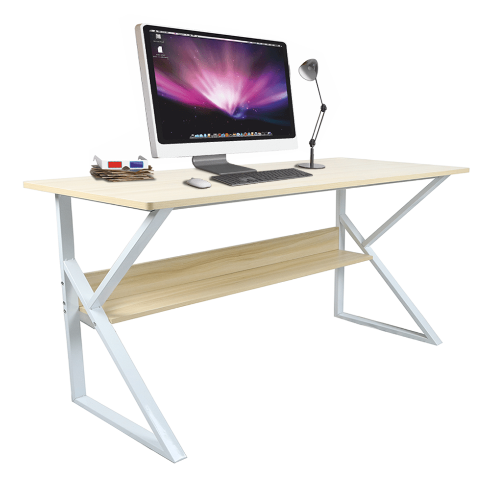 Polcos íróasztal, természetes tölgyfa/fehér, TARCAL 140 (TK)
