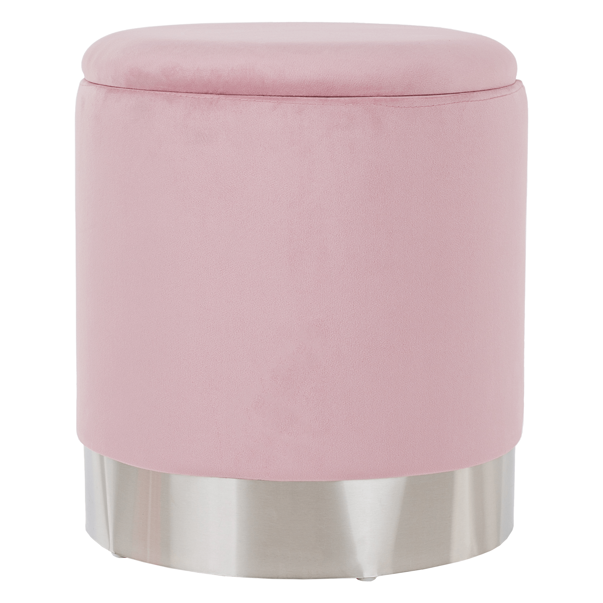 Puff, rózsaszín Velvet anyag/ezüst króm, DARON (TK)