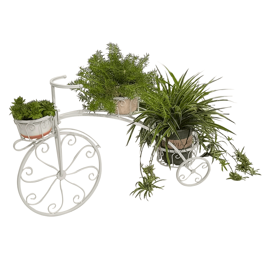 Kerékpár alakú RETRO virágcserép, fehér, PAVAR (TK)