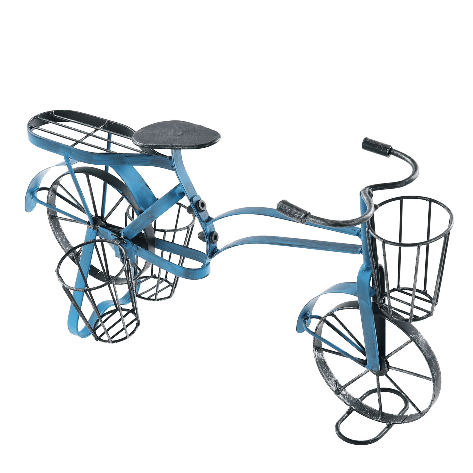 Kerékpár alakú RETRO virágcserép, fekete/kék, ALBO (TK)