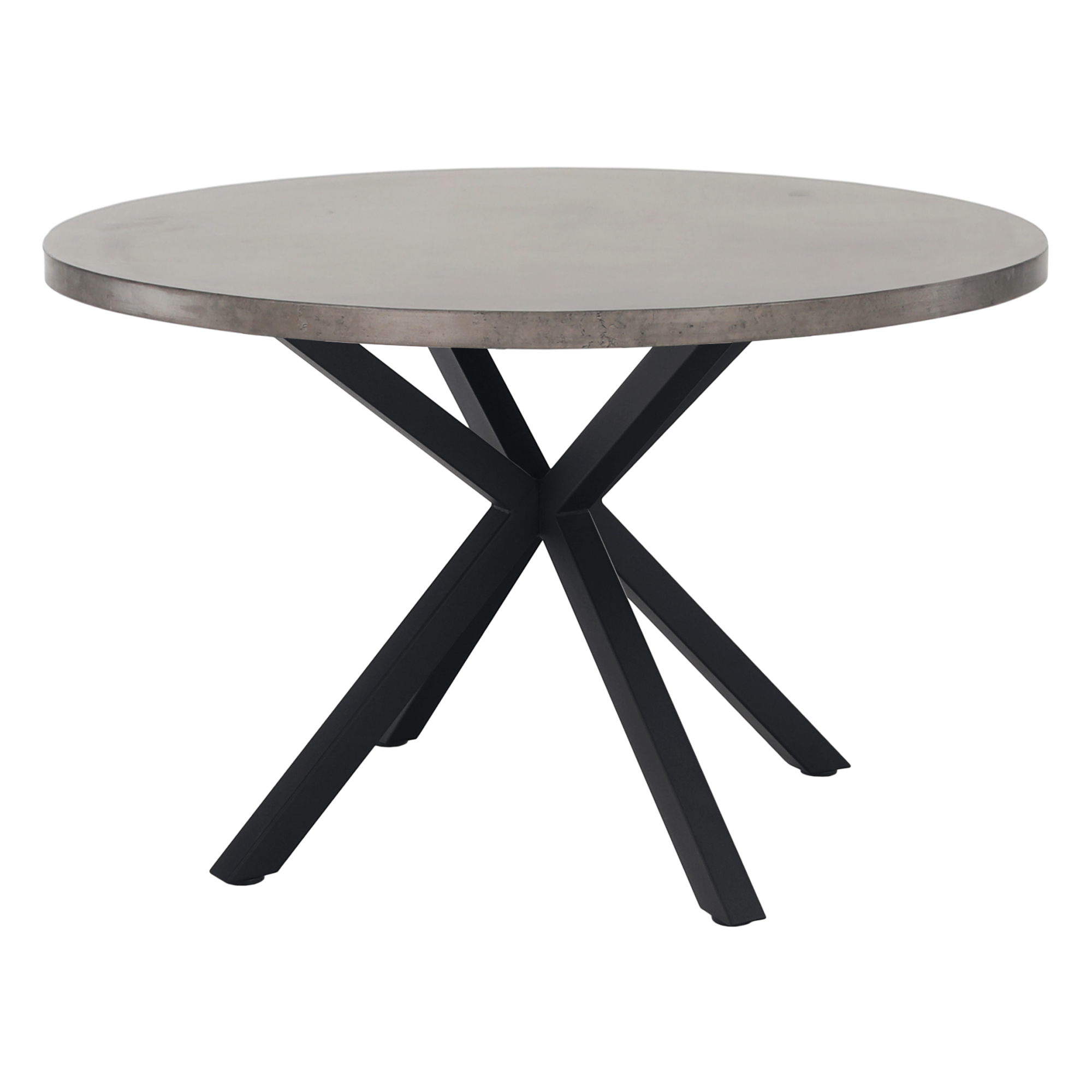 Étkezőasztal, beton/fekete, átmérő 120 cm, MEDOR (TK)