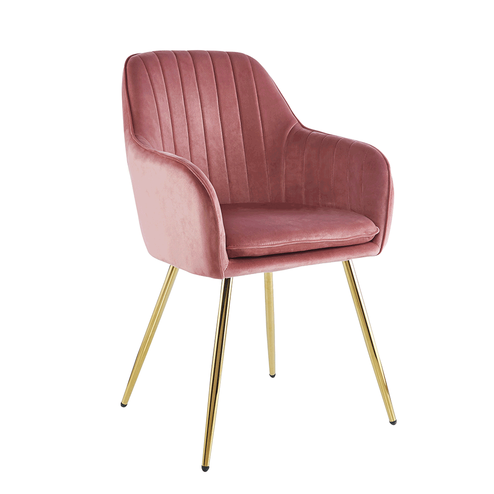 Dizájn fotel, rózsaszín Velvet szövet/gold króm-arany, ADLAM (TK)