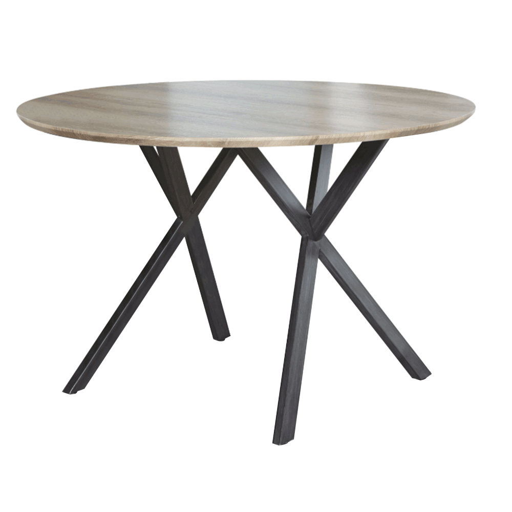 Étkezőasztal, szürke tölgy/fekete, átmérő 100 cm, AKTON (TK)