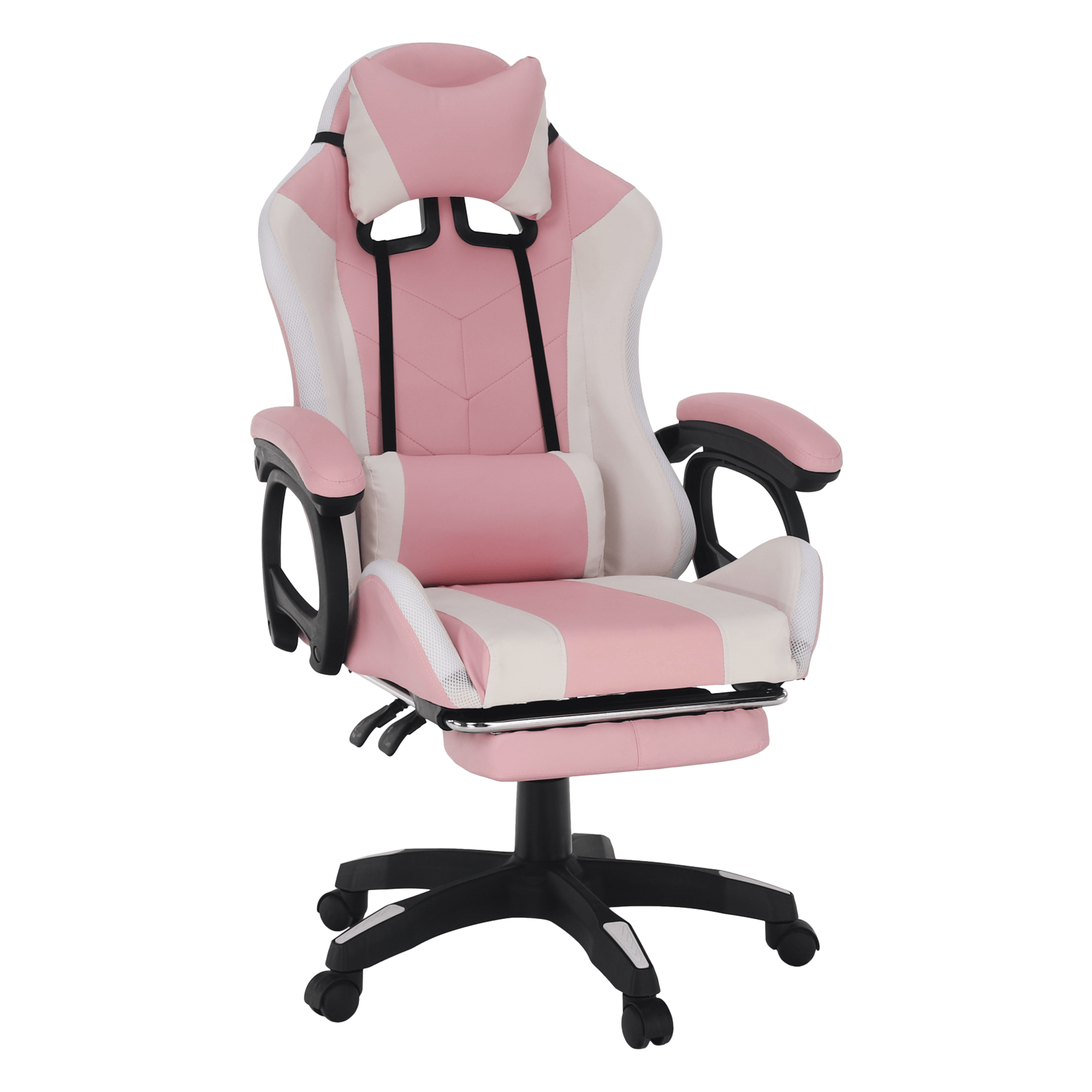 Irodai/gamer szék RGB LED világítással, rózsaszín/fehér, JOVELA (TK)