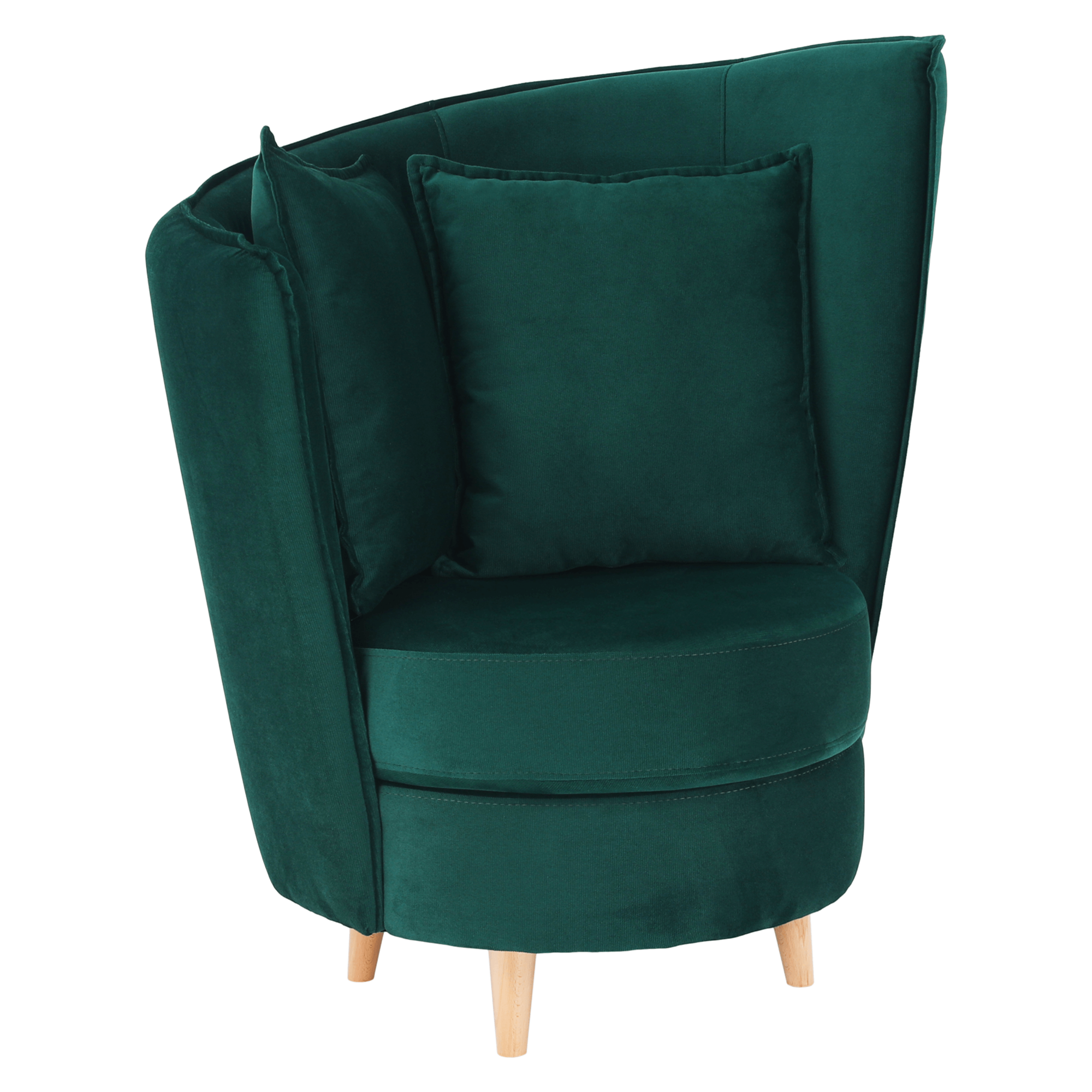Fotel Art Deco stílusban, smaragd Kronos szövet/tölgy, ROUND NEW (TK)