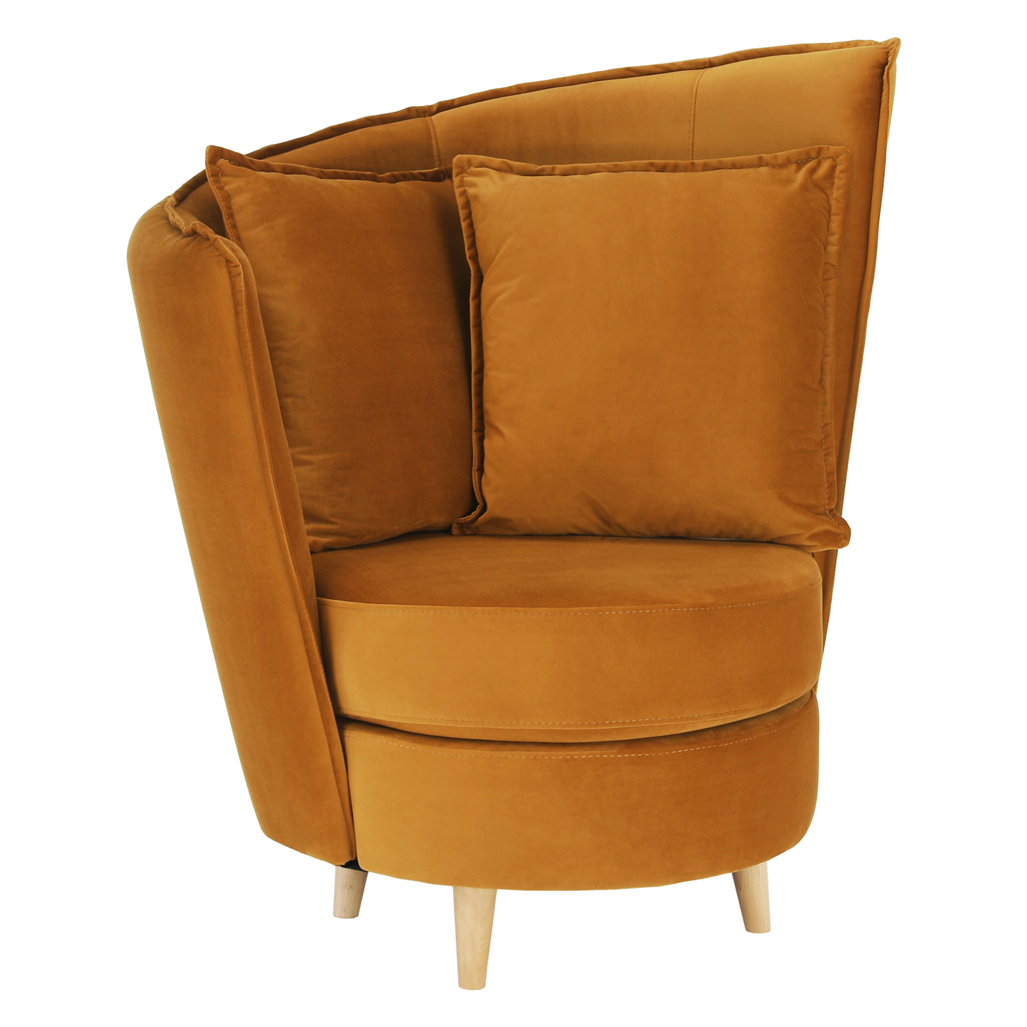 Fotel Art Deco stílusban, mustár színű Riviera szövet/tölgy, ROUND NEW (TK)