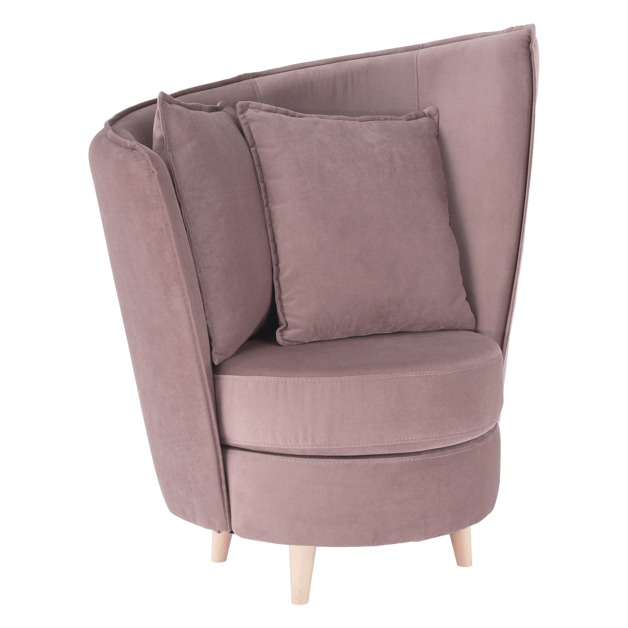 Fotel Art Deco stílusban, rózsaszín Kronos szövet/tölgy, ROUND NEW (TK)