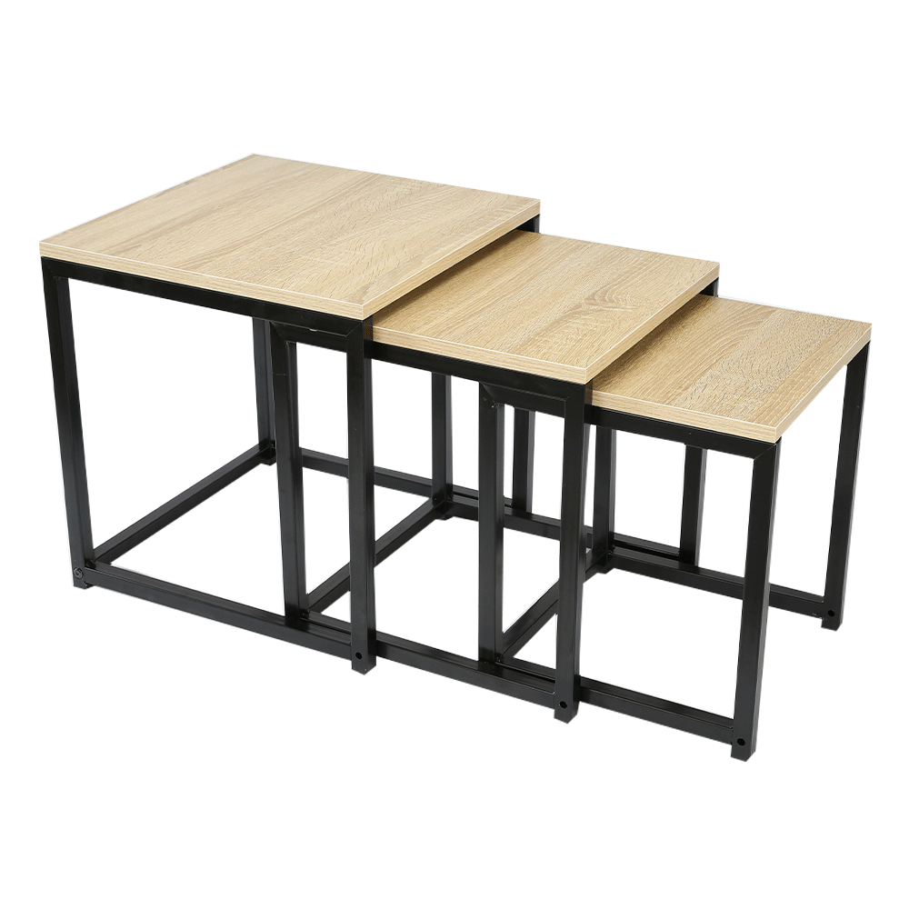 3 részből álló dohányzóasztal, sonoma tölgy/fekete, KASTLER NEW TYP 3 (TK)