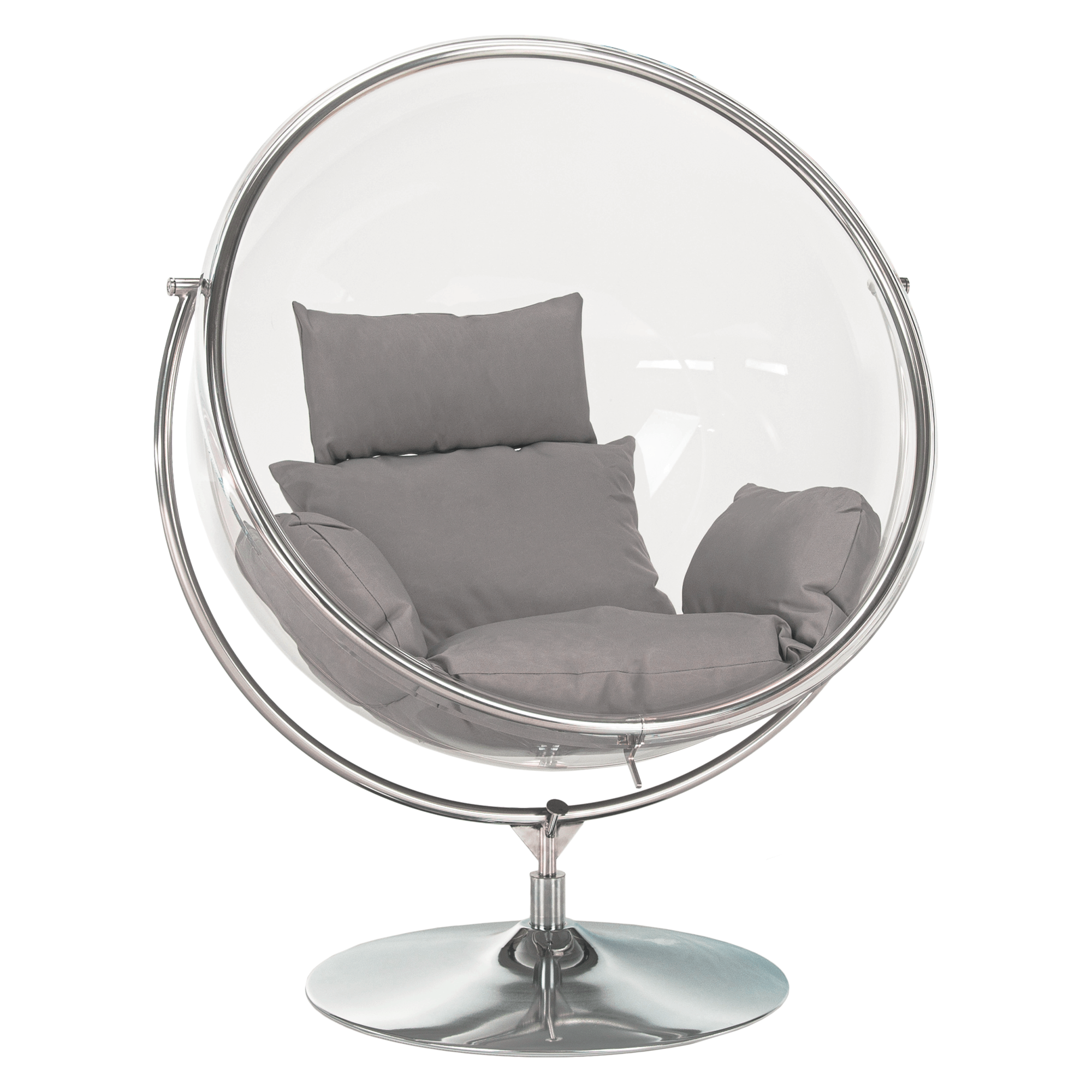 Függő fotel állvánnyal, átlátszó/ezüst/szürke, BUBBLE TYP 2 (TK)