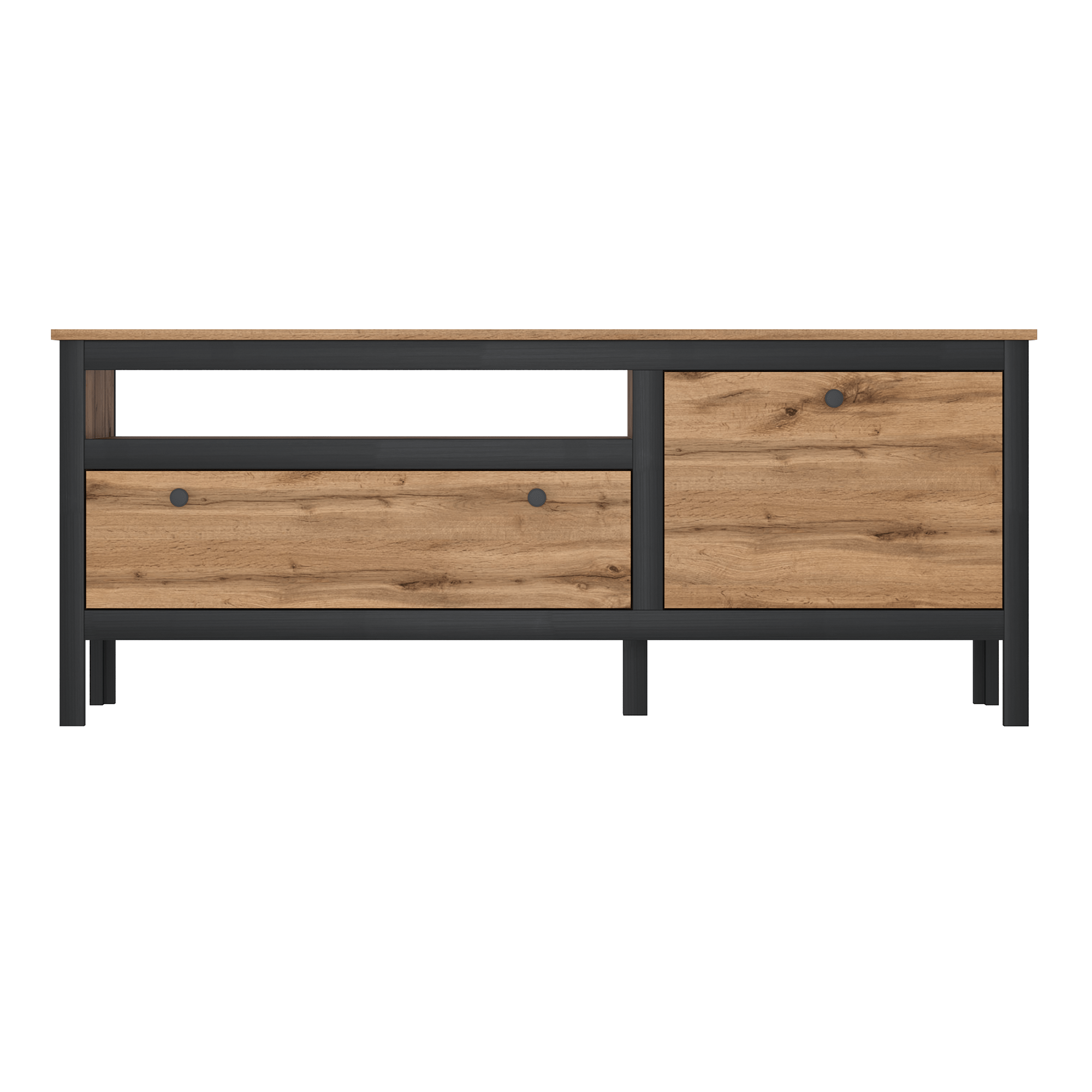 TV asztal 1D1S/150, wotan tölgy/fekete, LOFTA (TK)