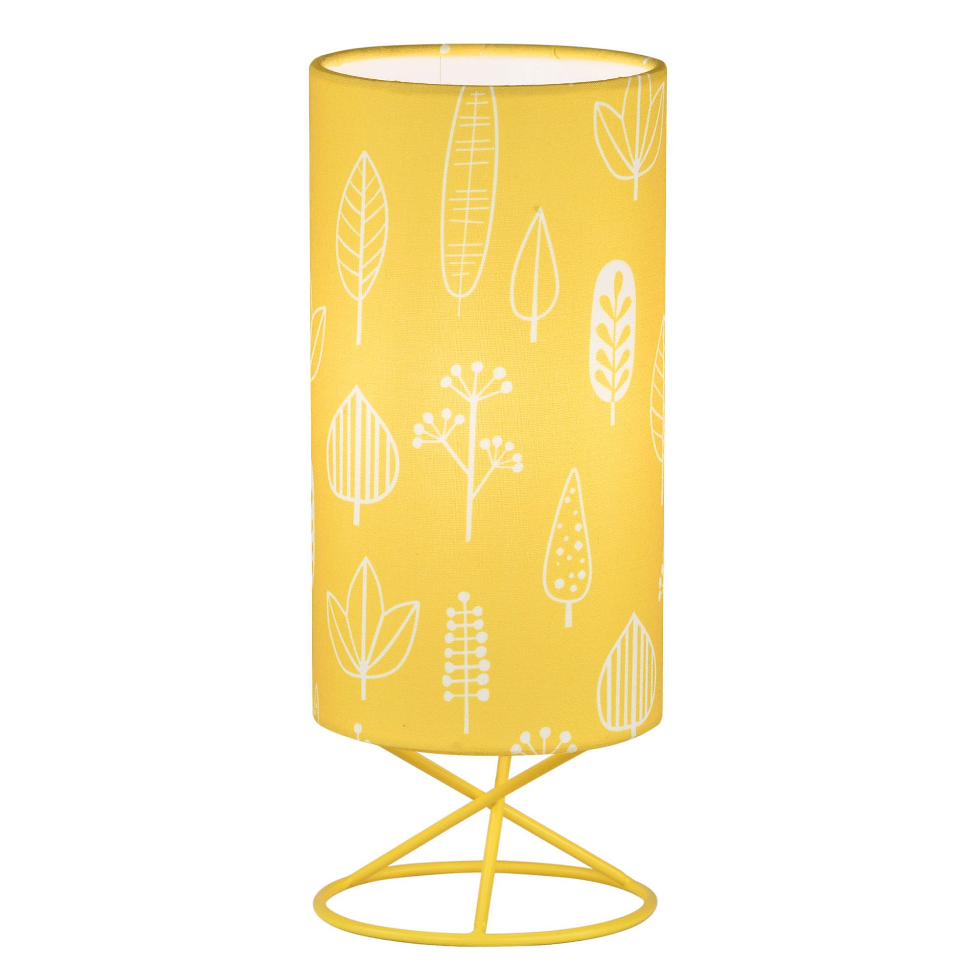 Asztali lámpa, fém/sárga textil lámpaernyő, AVAM (TK)