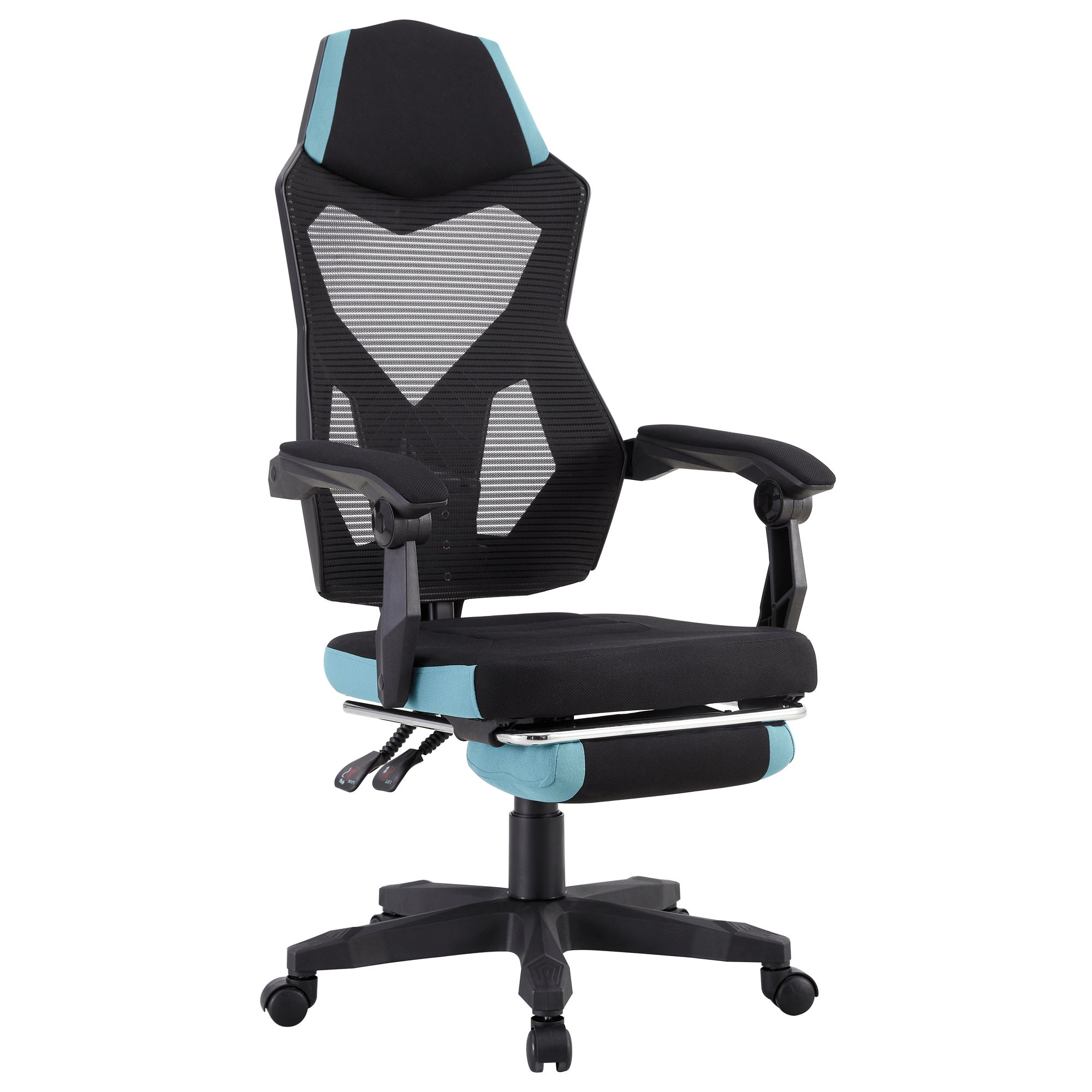 Irodai/gamer szék, fekete/neomint, JORIK NEW (TK)