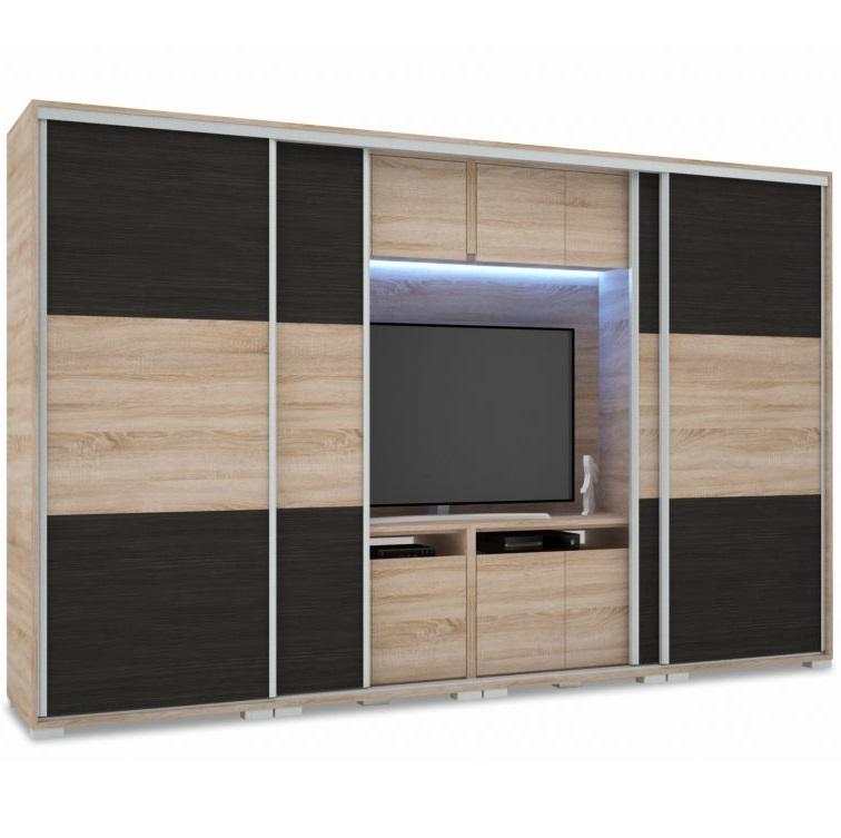 Lux TV-s tolóajtós gardróbszekrény - 318 cm széles (DIV) (BNY)
