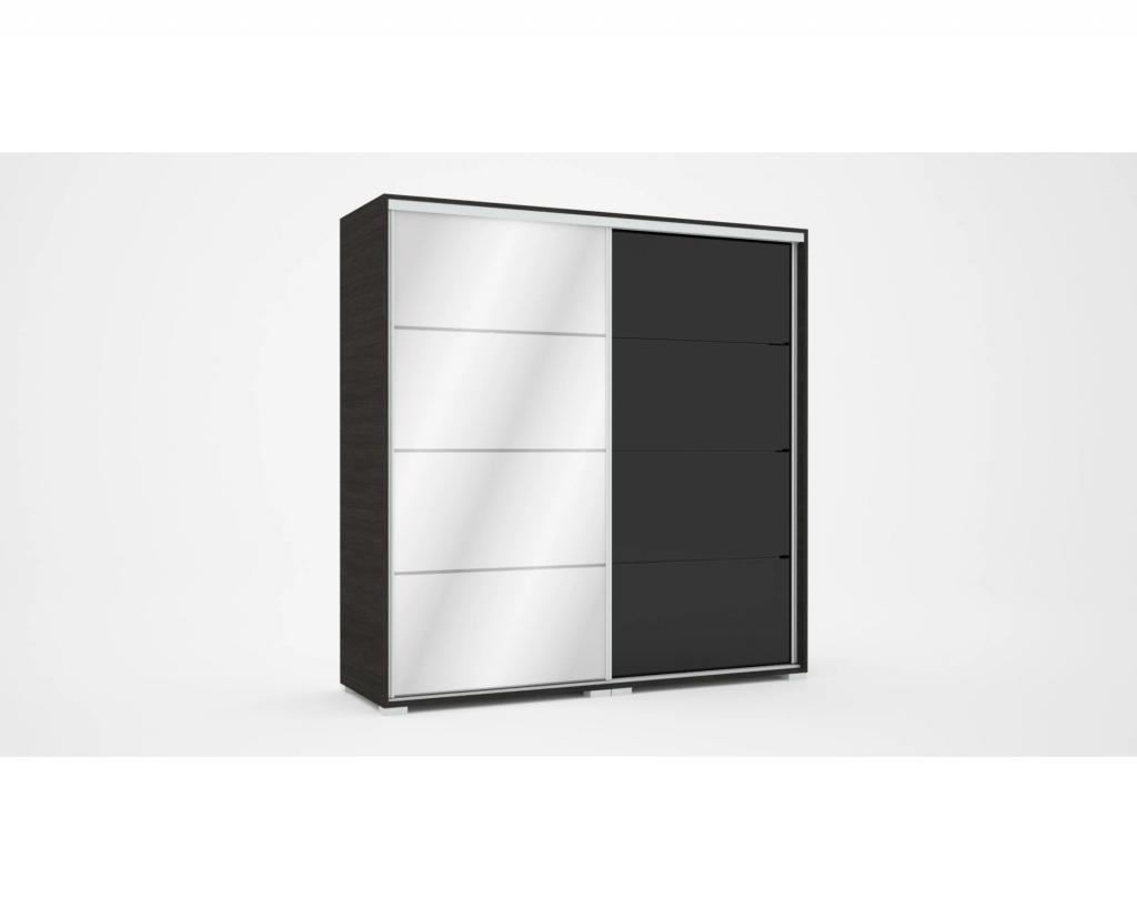 Bond magasfényű tolóajtós gardróbszekrény - 200 cm széles, 1 fózolt tükör ajtóval (DIV) (BNY)