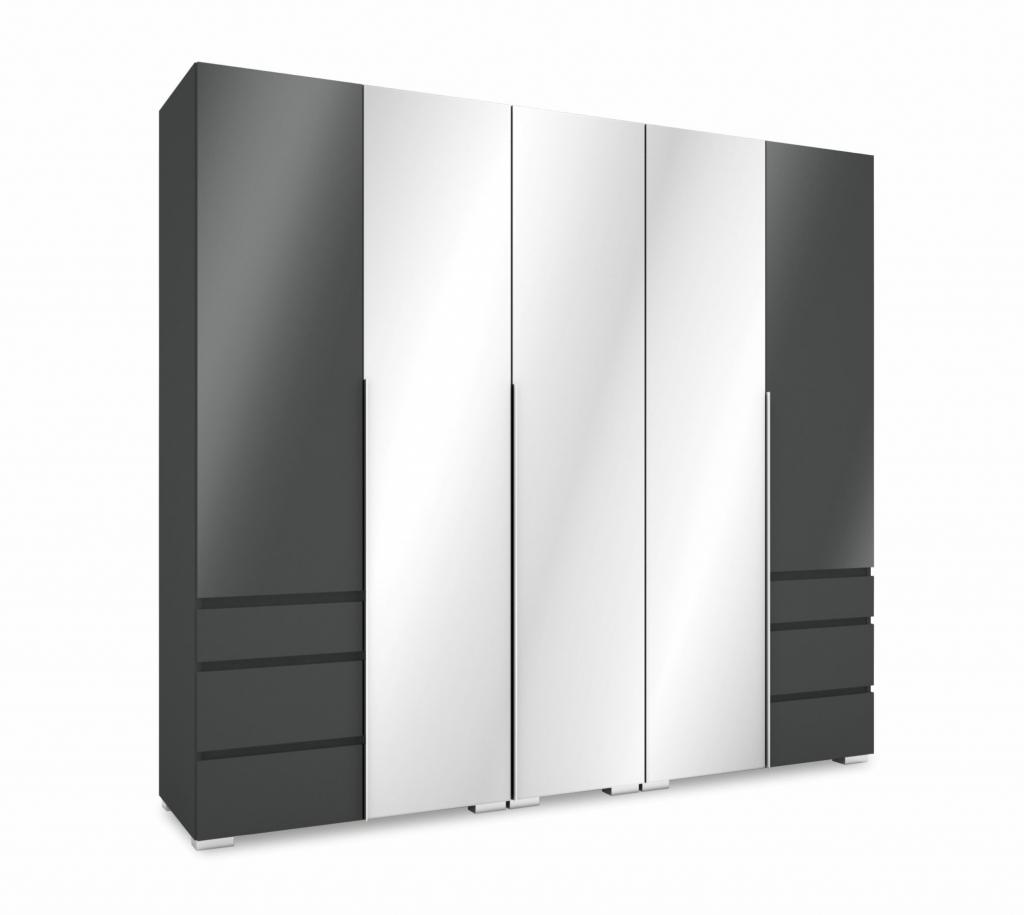 Silver magasfényű gardróbszekrény - 225 cm széles, 3 tükör ajtóval (DIV) (BNY)