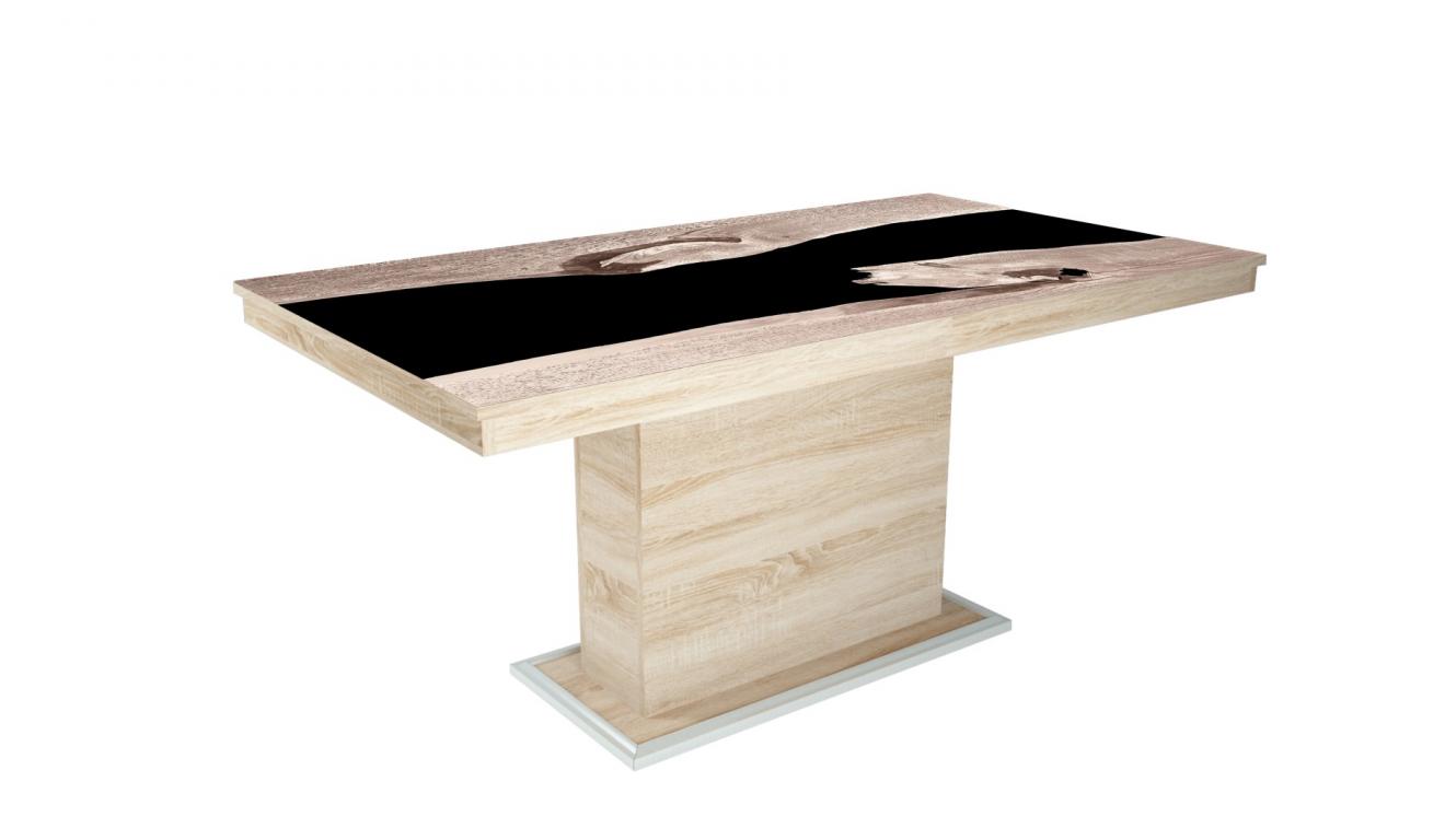 Flóra Plusz asztal epoxy hatású üveglappal 120x80 cm (DIV) (BNY)