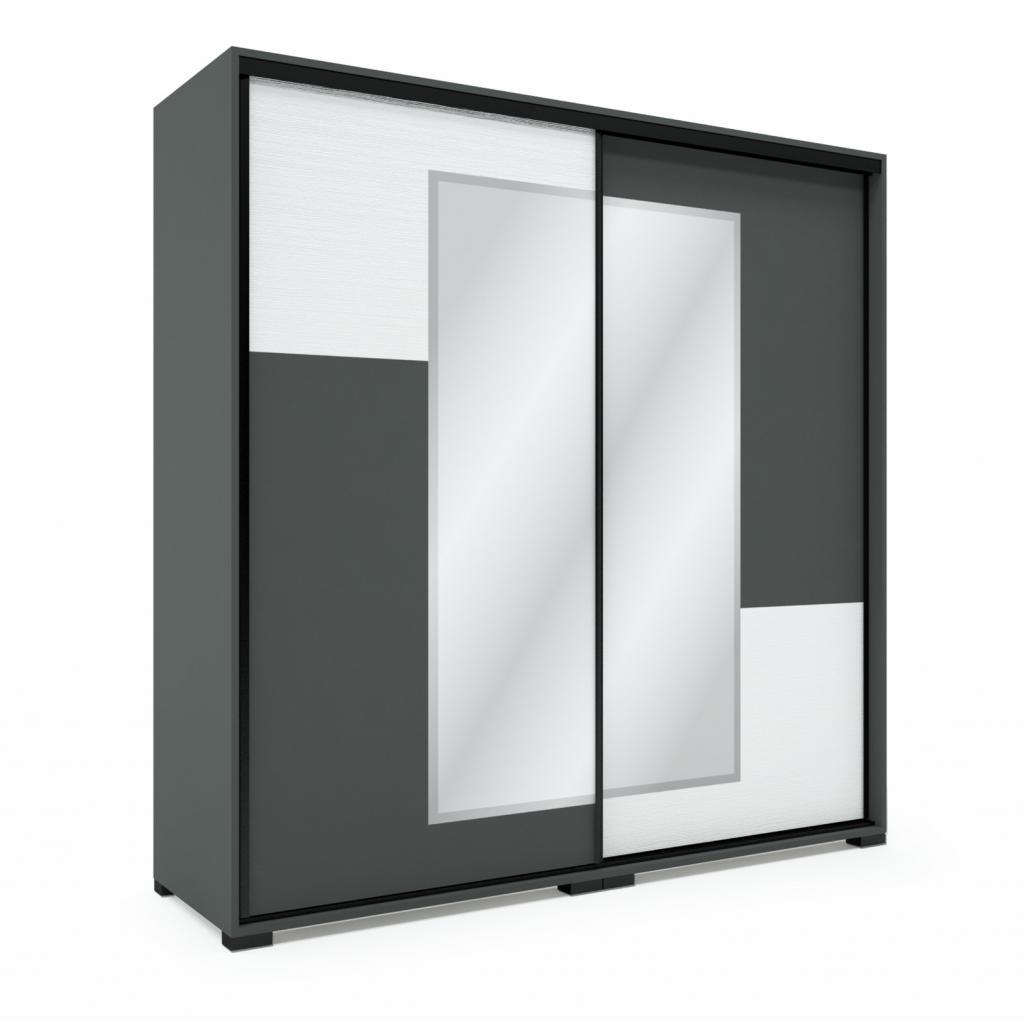 Neo tolóajtós gardróbszekrény, fózolt tükörrel - 200 cm széles, 2 ajtós változat (DIV) (BNY)