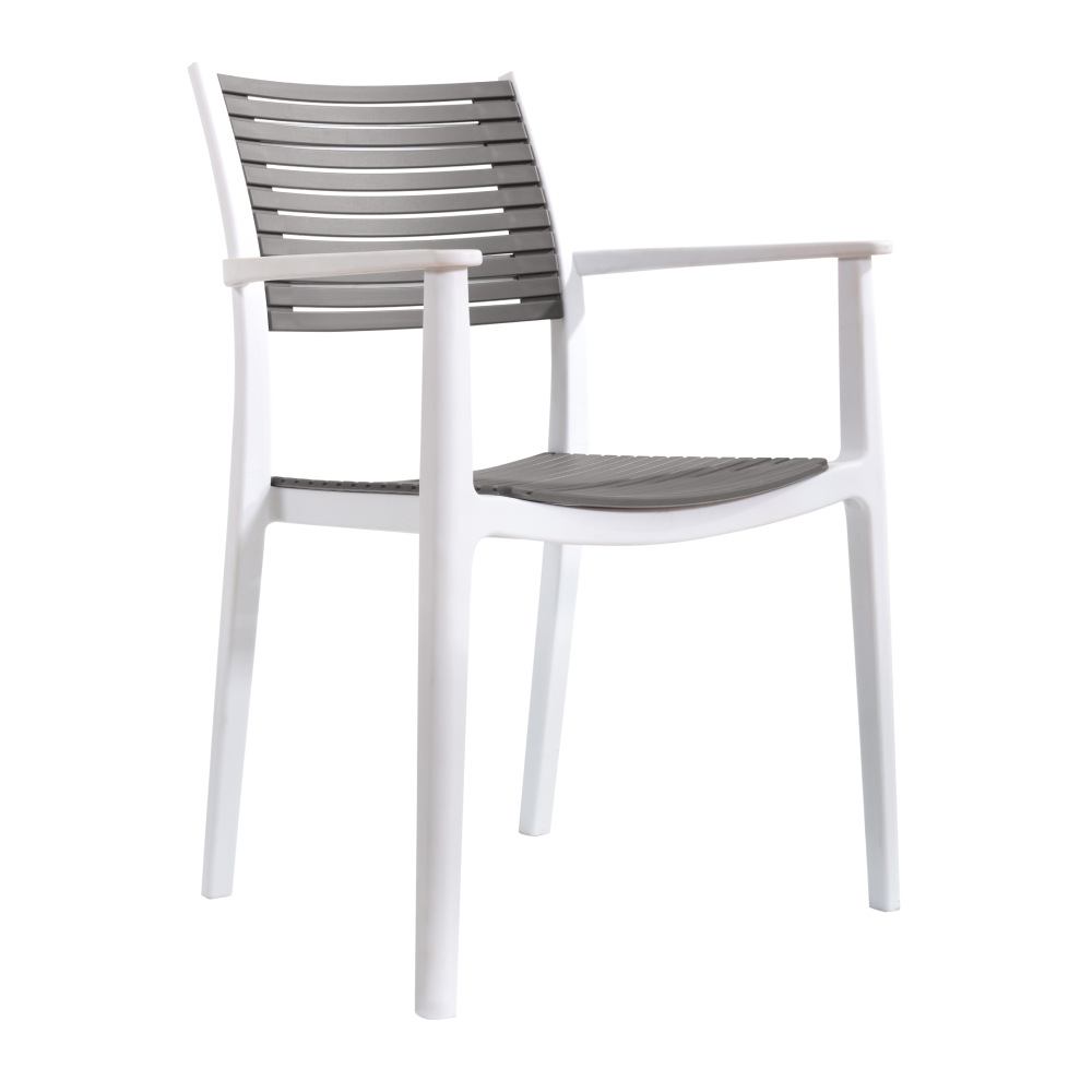 Rakásolható szék, fehér/szürke, HERTA (TK)