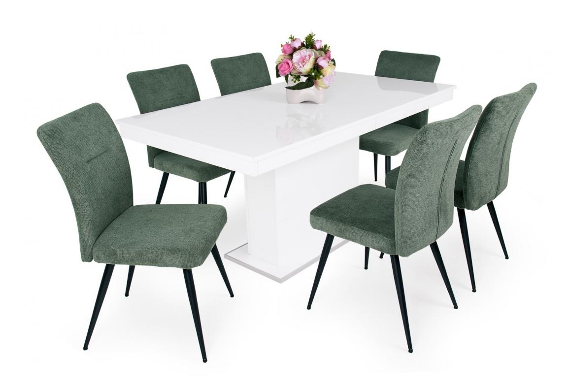 Elena étkezőgarnitúra magasfényű Flóra asztallal - 6 személyes (DIV) (BNY)