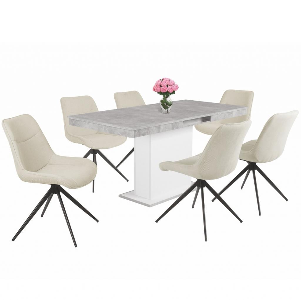 Fox étkezőgarnitúra magasfényű Flóra asztallal - 6 személyes (DIV) (BNY)